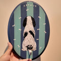 Custom hand-painted pet portrait leash hanger - bones decoration