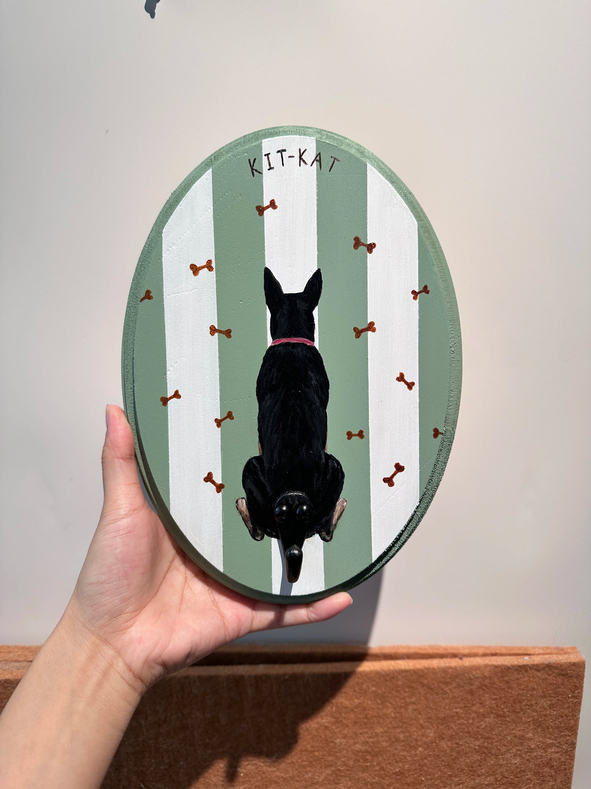 Custom Hand-Painted Pet Portrait Leash Hanger