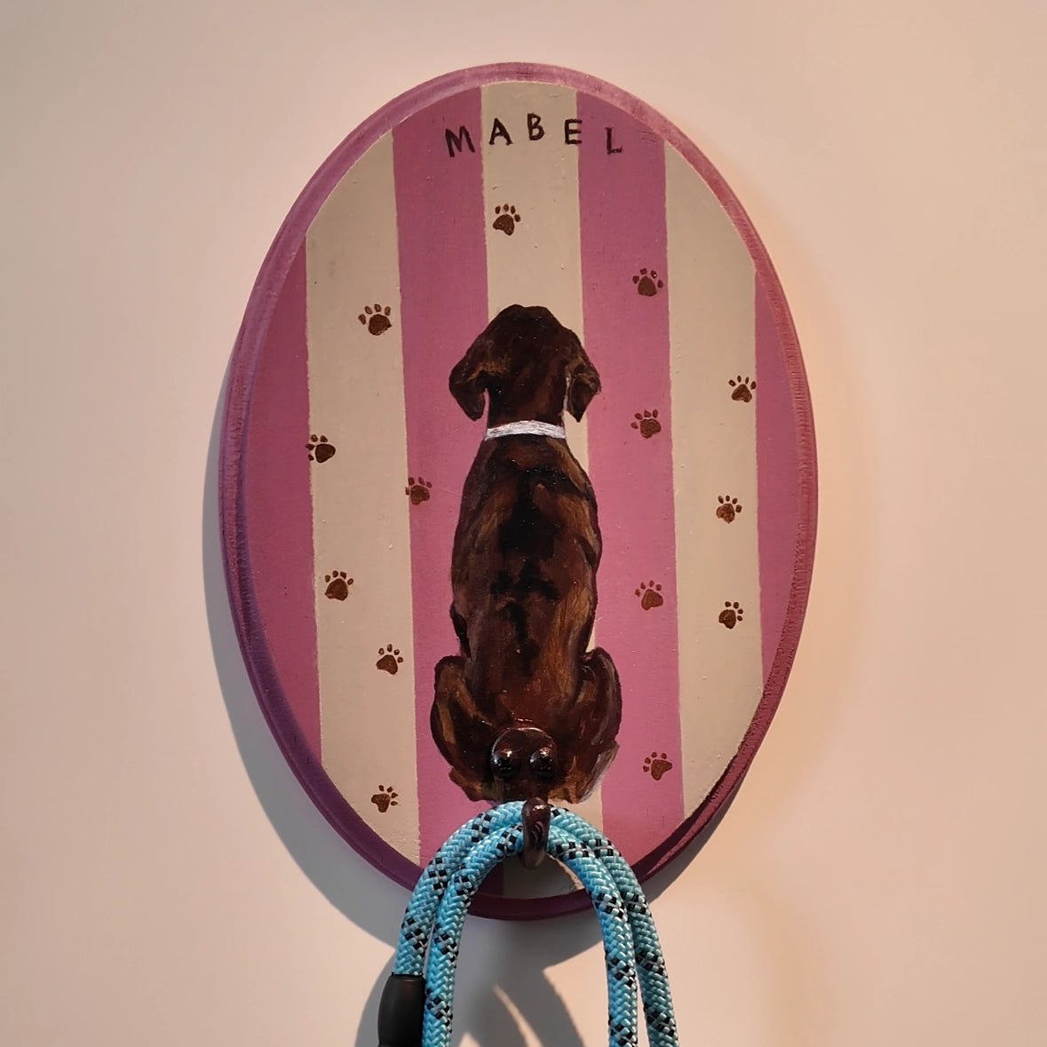 Custom Hand-Painted Pet Portrait Leash Hanger