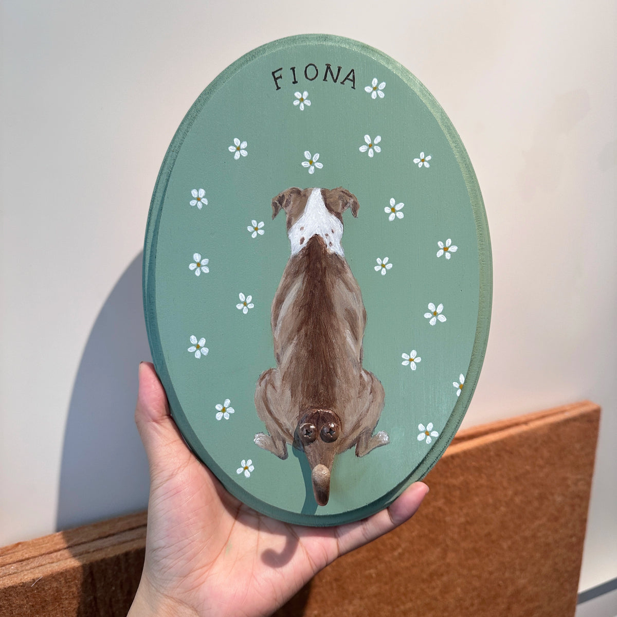 Custom Hand-Painted Pet Portrait Leash Hanger